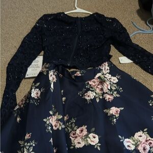 Macy's Navy and Pink Floral Dress